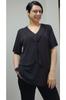 Women's Style Big Size T-Shirt Black Scarf Collar Short Sleeve Combed Viscose T-Shirt