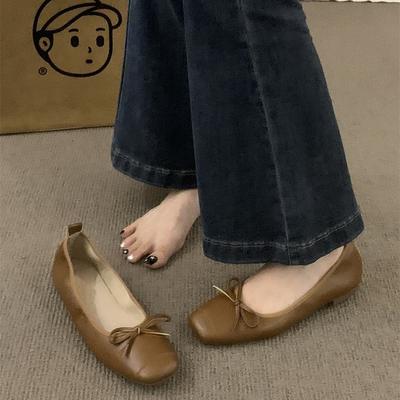 С юбочным темпераментом туфли-лодочки женская обувь весна и осень 2024 новые толстый каблук круглый носок открытый верх бант серебристые туфли