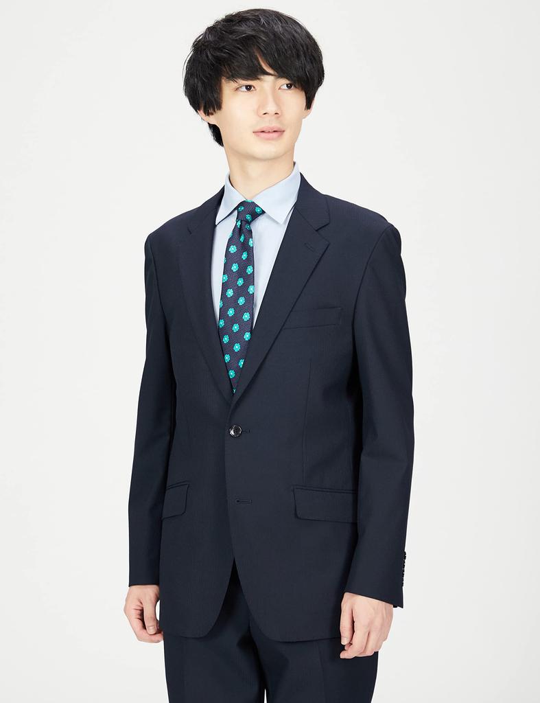Takakyu Washable Stretch Shiny Wool Blend Regular Fit A4 Size Men's Two-Button Suit, Navy, 110013343701223,