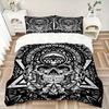3pcs Skull Mandala Art Duvet Cover Set, Cover For Bedroom Guest Room (1 Duvet Cover + 2 Pillowcase, Without Quilt),  yy250922146