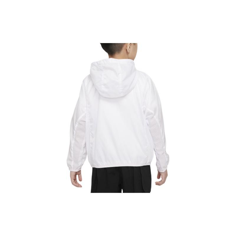 Nike Куртка с капюшоном и принтом логотипа, однотонная, детские куртки, белая, DX7482-617