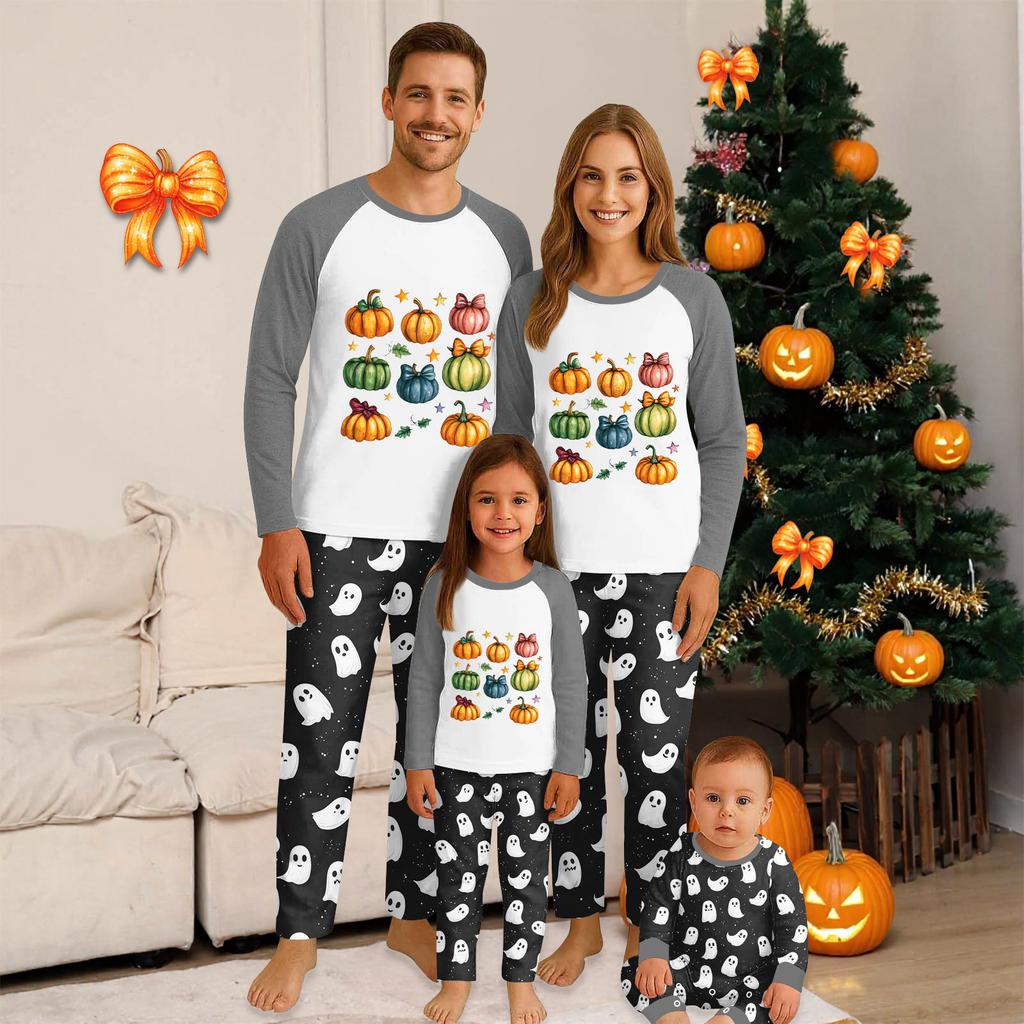 Halloween Day Prints Family Matching Long Sleeve Tops+Pants Set Family Matching Sets