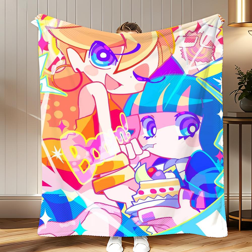 popular anime Panty and Stocking Throw Soft Coral Fleece Blanket 310gsm Fluffy Warm Throw for Sofa Bed Couch Bedroom Decor