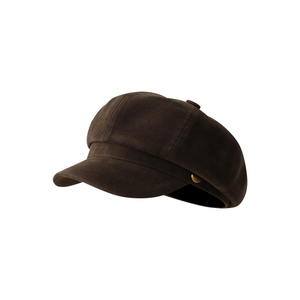 Fashion British style octagonal hat women's autumn and winter retro suede newsboy hat literary and versatile painter hat shows small face