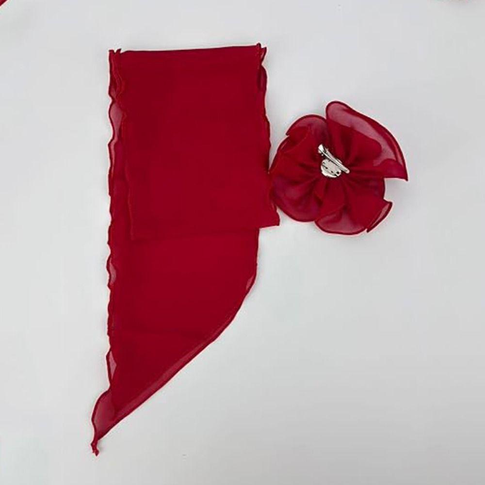 Elegant Long Floral Scarf Soft Women’s Neck Scarf Versatile Silk Rose Scarf Dating Occasion