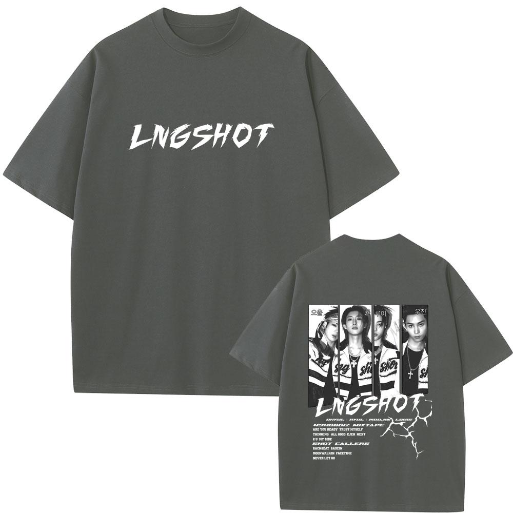 Корейская группа Lngshot 4SHOBOIZ МИКСТЕЙП Shot Callers Футболка Унисекс Женская K-pop Мода Уличная одежда Унисекс Повседневная Мягкие хлопковые футболки