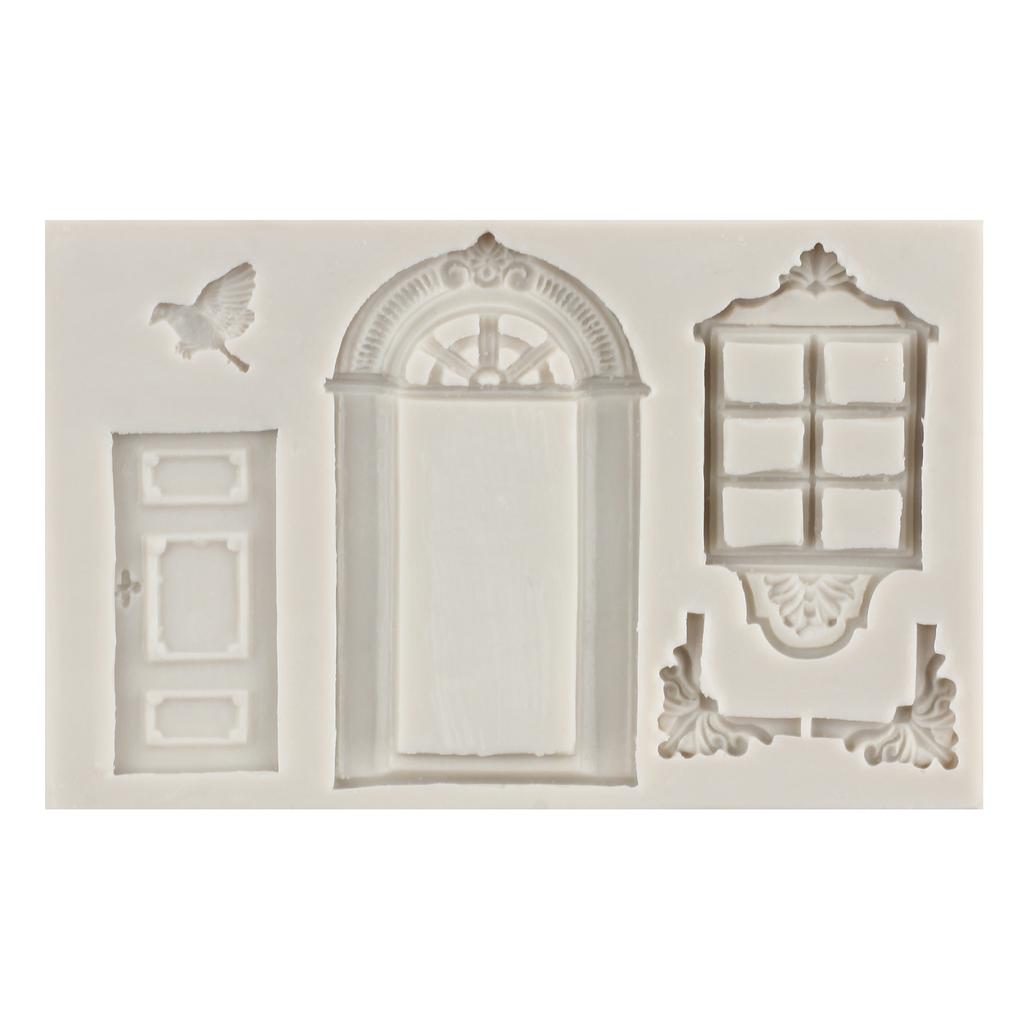 Окно, дверная рама, граница, силиконовая форма, птицы, форма для помадки, конфеты, шоколад, мастика, формы для выпечки, кекс, топпер, инструменты для украшения свадебного торта