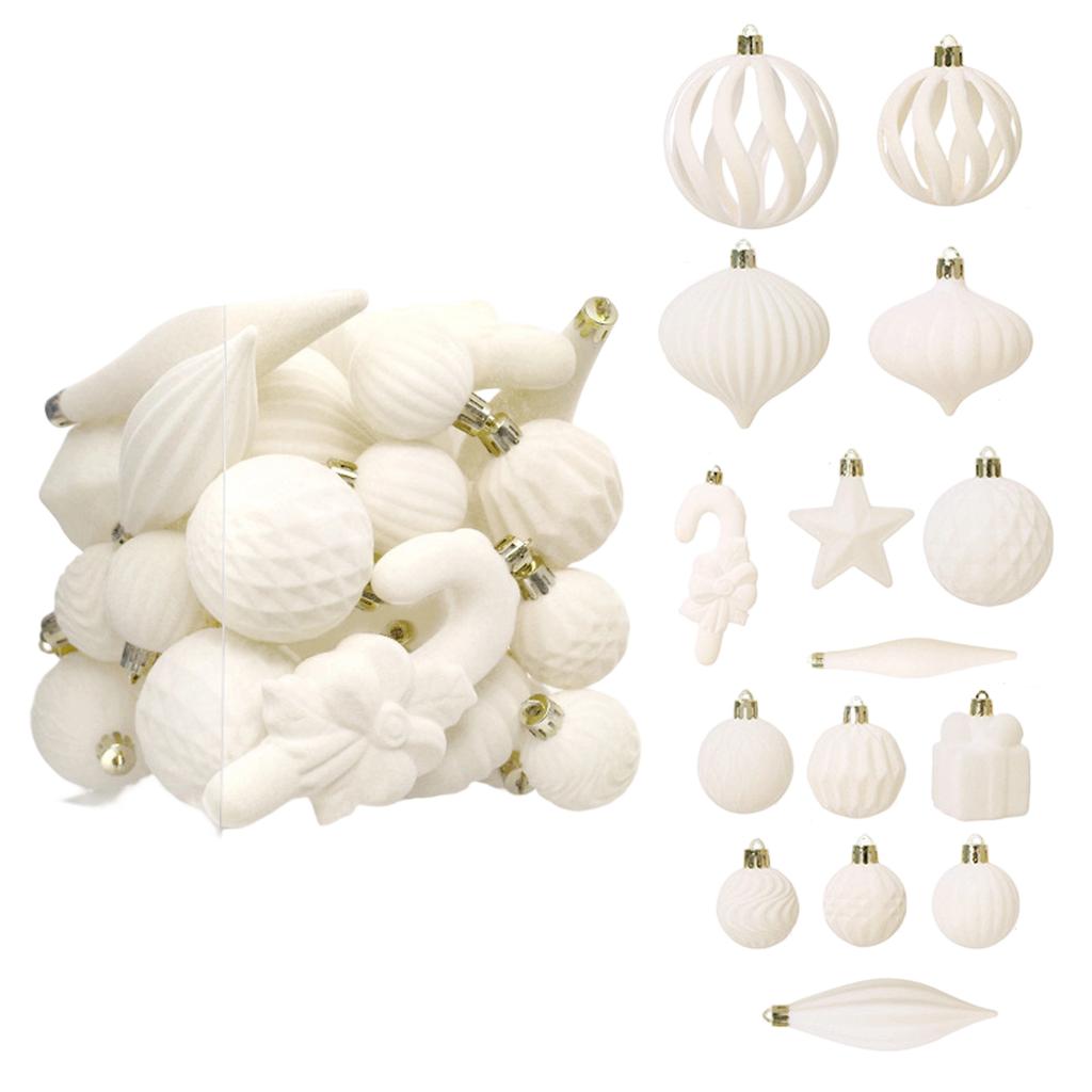 Набор рождественских украшений из 28 предметов, Набор рождественских шаров премиум-класса с флокированным покрытием, Украшения для рождественской елки, Подвесные украшения, Декорации для сцены.