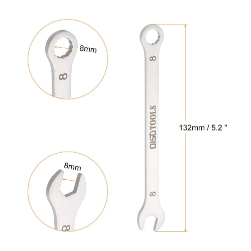 uxcell Combination Spanner, Ratchet Wrench, Thin Spanner Wrench Set, 8mm, 2-Piece CR-V Steel Wrench Set, Mirror Finish, Rust-Resistant Plating, 15 Op