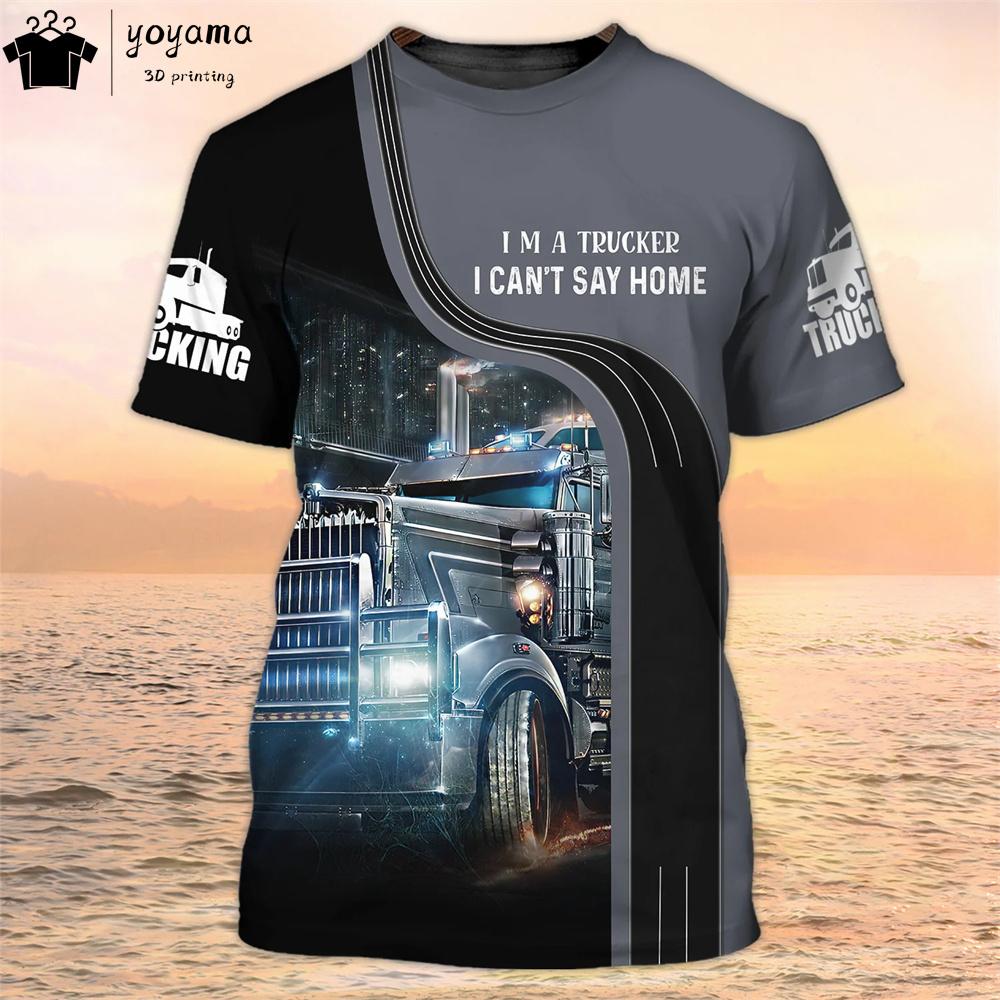 Truck Graphic T Shirts 3D Print Mens Clothing Short Sleeve Tee Van Driver Workwear O-Neck Casual Men's Clothing T Shirt Men Tops