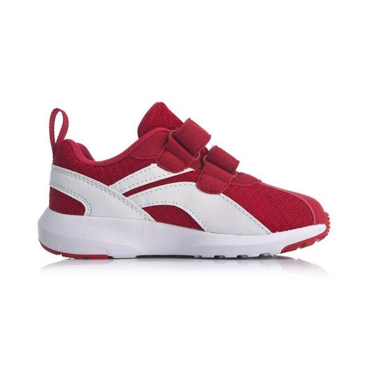 Кроссовки Li Ning Kids Sports Lifestyle Series с липучками, нескользящие, износостойкие, дышащие, с низким верхом, детские кроссовки для бега белого и красного цвета YKAP148-15