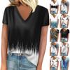 Women's V Neck T Shirts Short Sleeve Tops Fashion Casual Printed Tees
