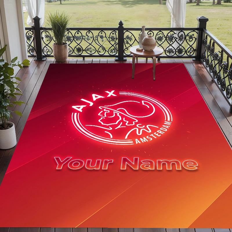 Custom Text Printed Rug Ajax Amsterdam Non Slip Floor Carpet For Home Room Decor