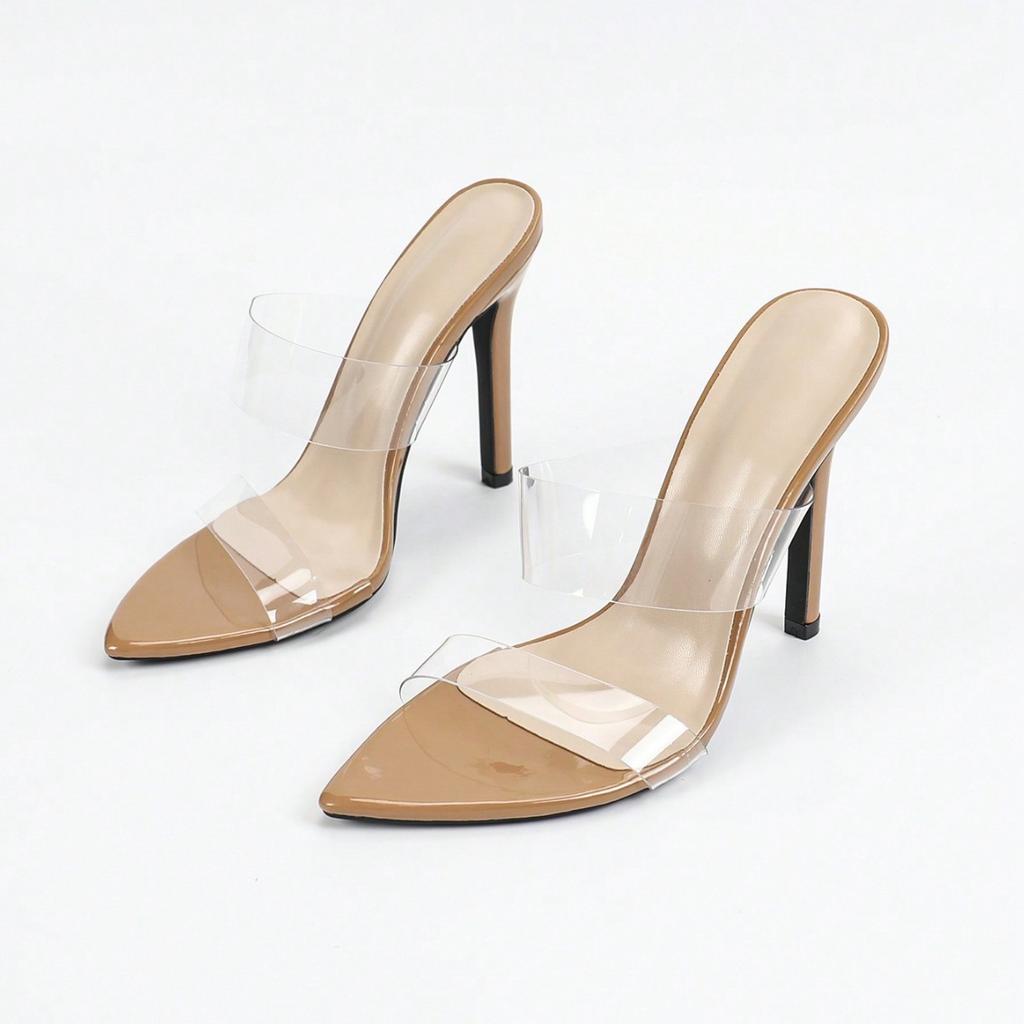 Женские туфли-лодочки из стекла, ПВХ, лакированной кожи, с острым носком, на шпильке, абрикосовые, на высоком каблуке