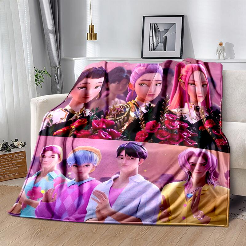 KPOP Hunter Flannel Blanket Soft Warm All-Season Throw, Design for Camping, Car Travel, Hiking Sofa, Bed, Office Perfect Gift for Parties