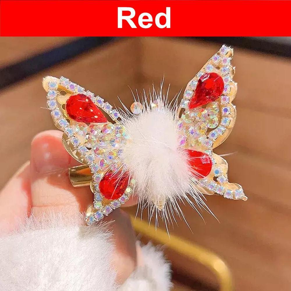 Летающая плюшевая шпилька-бабочка, заколки для волос, зажим для крыла, челка, детская блестящая заколка со стразами, детские головные уборы, женские аксессуары для волос для девочек