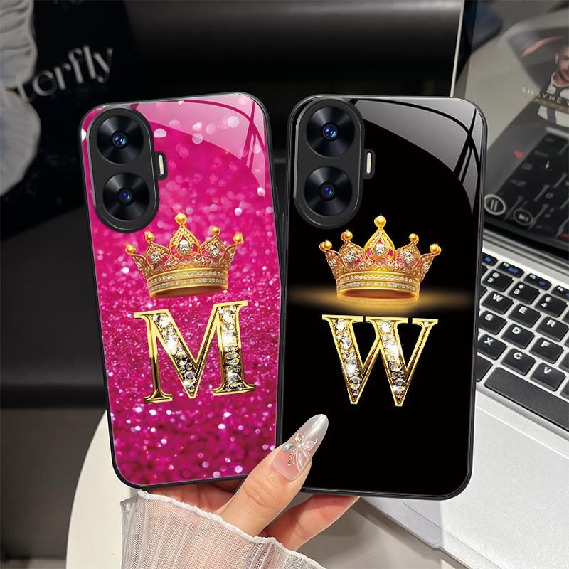 Чехол для Realme C55 4G Модные буквы Жесткие задние крышки из закаленного стекла Для Realme Narzo N55 NarzoN55 C55 RMX3710 Чехол для телефона