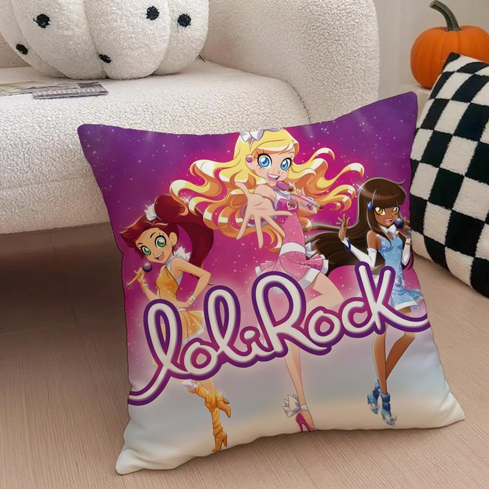 Magical Musical French Anime LLoliRock Cushion Cover Throw Pillow Cover Hidden Button Durable Polyester Chair Cushion