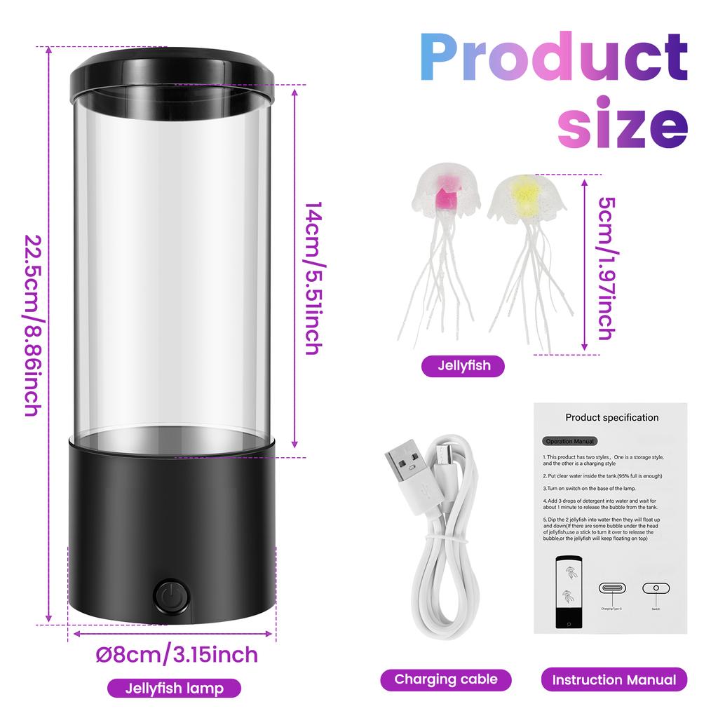 Светодиодная лава-лампа «Медуза» USB Электрическая ночная лампа «Медуза» Многоцветный настольный светильник для настроения Украшение для детской комнаты дома