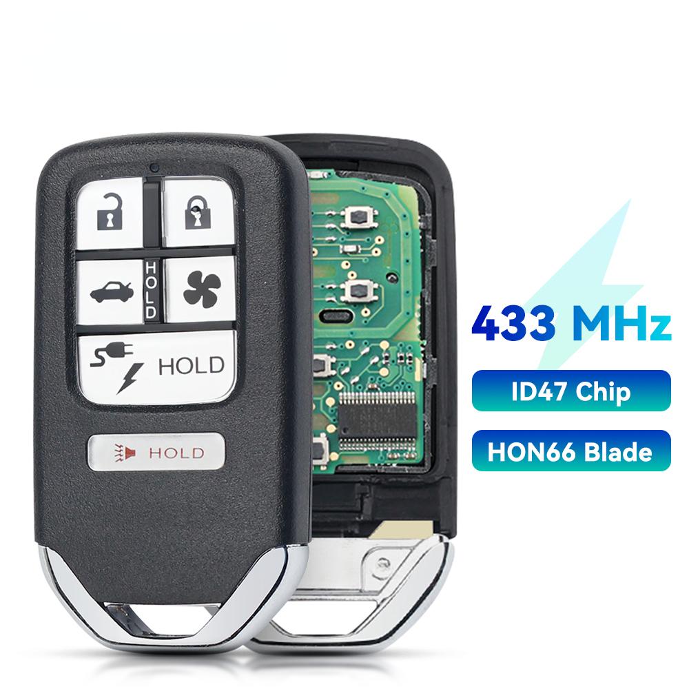 KEYYOU 1Pcs KR5V2X For Honda City Civic Clarity CRV EX-L HR-V Jazz Odyssey Pilot XRV URV Venzel 433MHz ID47 Chip Remote Car Key