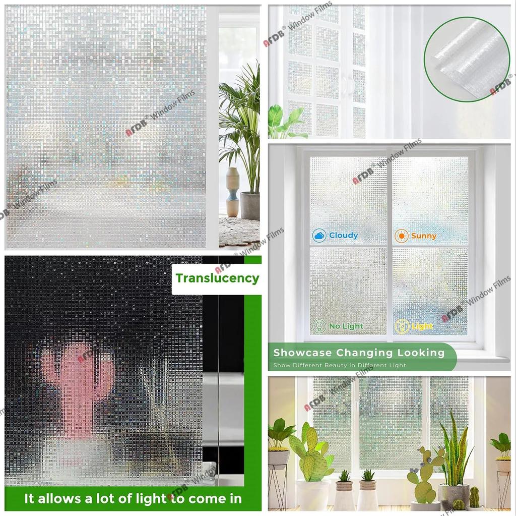 3D радужная оконная пленка, витражное стекло, защитная от ультрафиолета, наклейка на окно для дома, статическая клейкая терморегулирующая стеклянная пленка