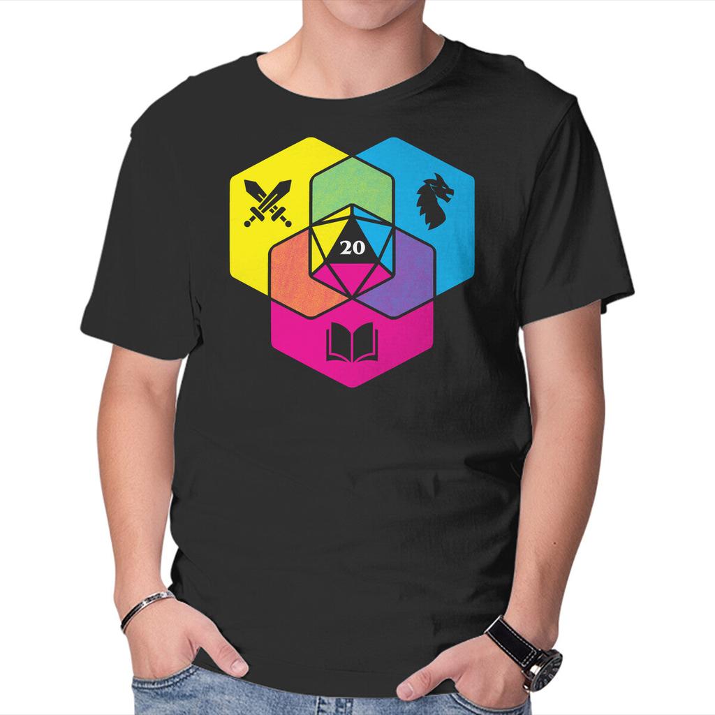 Unisex Crew Neck T-Shirt RPG CMYK Dice Venn Diagram Graphic Short Sleeve Casual Tee