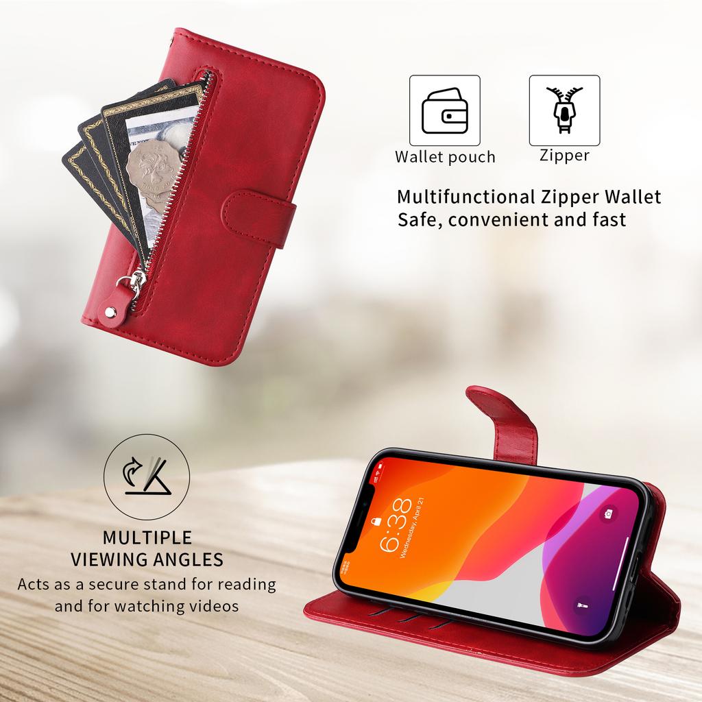For Motorola Moto G86 Power 5G/G86 5G PU Leather Cases with Zipper Pocket Wallet Phone Cover Stand