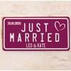 Just Married Metal Sign 15x30cm, Custom Bride Groom Name Date Wedding Gift