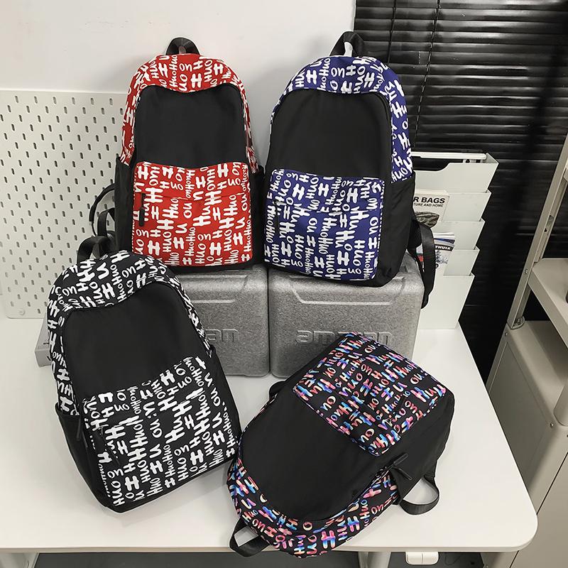 Большая вместительная школьная сумка в стиле колледжа для мужчин и женщин с буквенным принтом, студенческий компьютерный дорожный рюкзак
