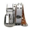 White PU Belt Inlaid With Full Diamond Skull Accessories Punk Fashion Trend Women's Loose Belt Diamond Belt