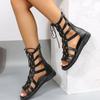 Women's Shoes 2024 Sexy Cross Strap Women's Sandals Summer Open Toe Rome Sandals Women Back Zipper Snake Pattern Ladies Shoes