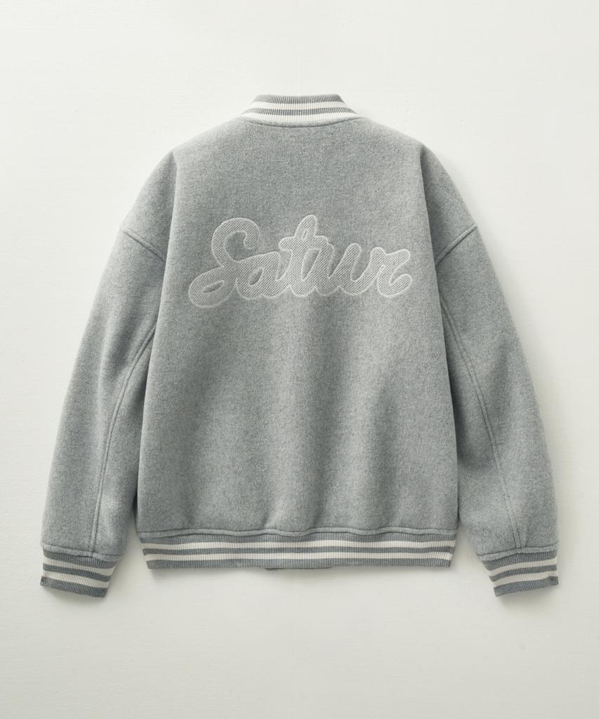Satur S Applique Wool Varsity Jacket Grey