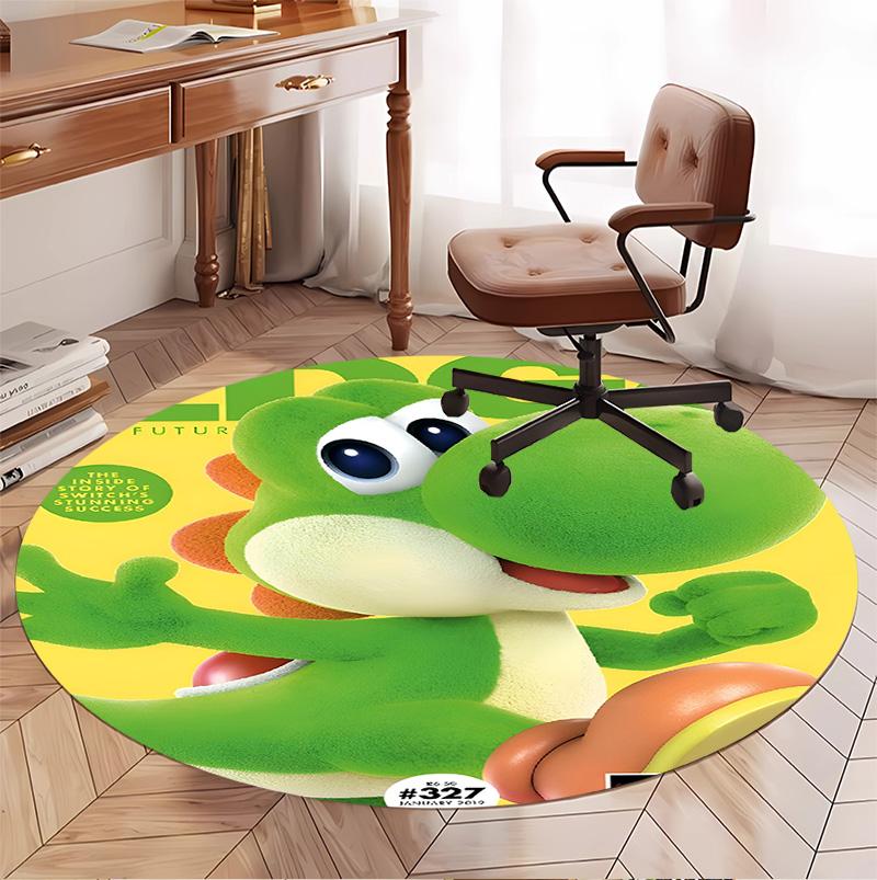 Yoshi Pattern Round Rug, Indoor/Outdoor Mat, for Picnic, Gameroom, Bedroom, Office, Living Room, Home Decor Carpet, Birthday Gift