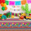 4 Pcs Mexican Fiesta Tablecloth Cinco De Mayo Plastic Table Cover Mexico Colorful Striped Paper Flower Table Cloth Mexican Holiday Theme Rectangle