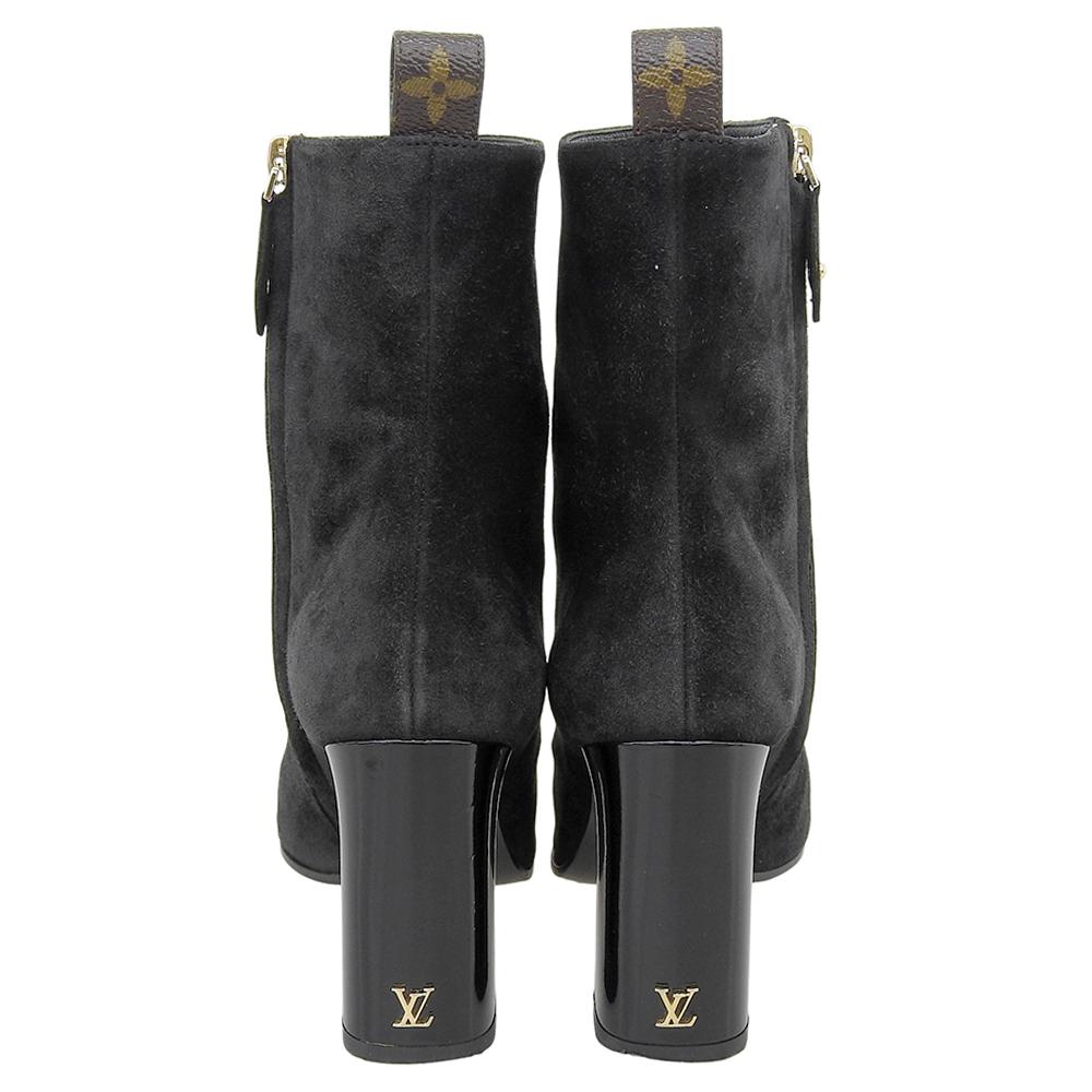 LOUIS VUITTON Excellent condition suede LV Donnaline chunky heel boots, women's, black, size 36, LW2403 shoes 36 blackUsed