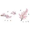 2 листа/комплект, стикер на стену с цветочным деревом, розовый цветок, птица, водонепроницаемый, съемный из ПВХ, для гостиной, спальни, современное настенное художественное украшение, наклейка