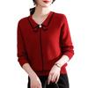 XUEXI Mid-Aged Women's 2024 Winter Lapel Knit Top