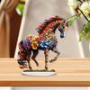 Colorful Flower Horse Acrylic Ornament with Base 2D Flat Horse Table Sign Holiday Party Home