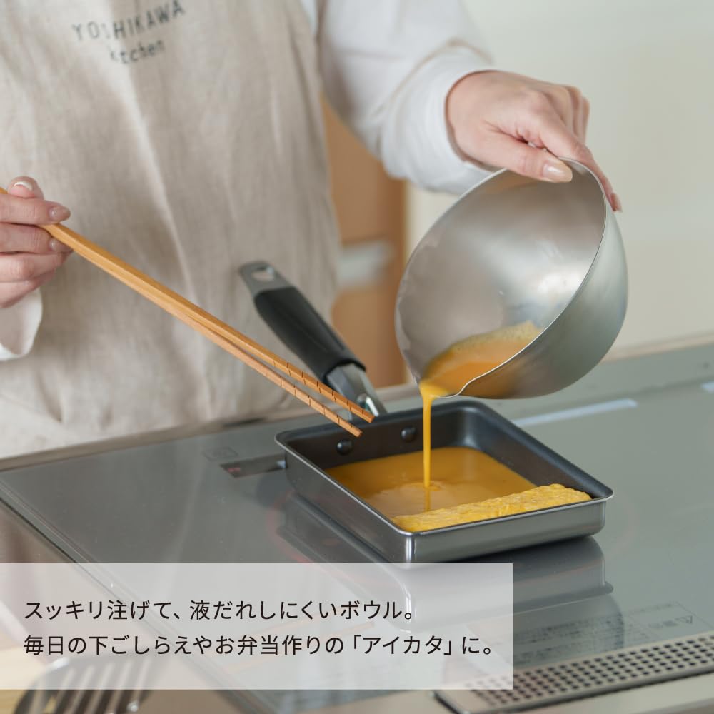 Yoshikawa Stainless Steel Spouted Bowl, Large, Made in Japan (Tsubame-Sanjo), with Spout, Aikata 1510251