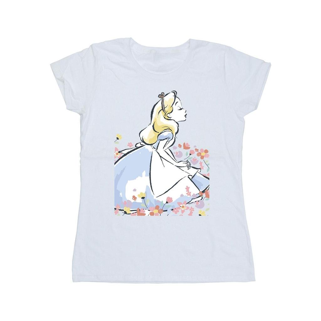 Disney Женская/Дамская хлопковая футболка с эскизом цветов из Алисы в Стране чудес