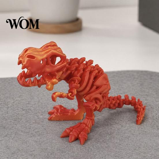 Настольное украшение-динозавр, 3D-печатная фигурка, с подвижными суставами, гладкое открывающееся украшение, модель Тираннозавра Рекса, миниатюрная, с градиентной металлической текстурой