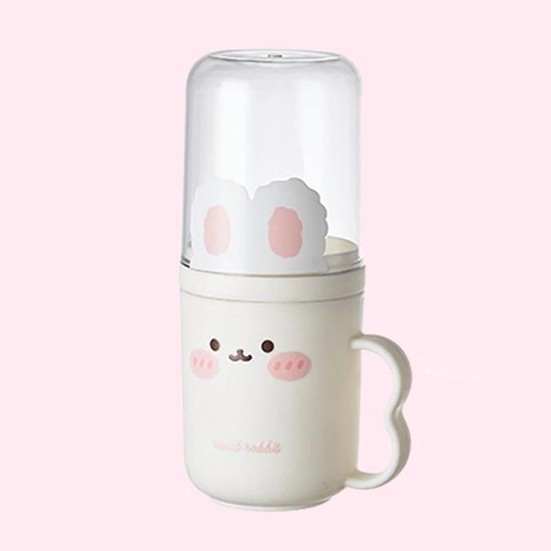 Portable Children's Cartoon Toothcare Box with Mouthwash Cup Travel & Household Dental Care Set Toothbrush Storage Case