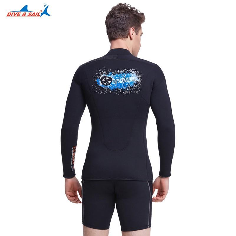 Mens 3mm Thickened SCR Neoprene Wetsuit Top With Front Zipper Diving Snorkeling Swimming