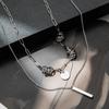 Titanium Steel Double-layer Stacked Winding Pendant Necklace, Hip-hop Personality Trend Sweater Chain Accessories