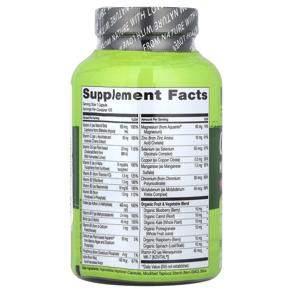 NATURELO, one daily multivitamin, for women over 50, 120 veggie capsules