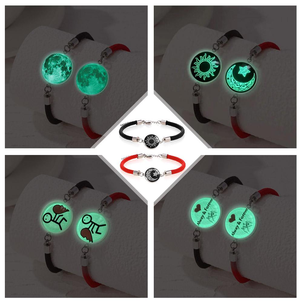 2 шт./компл. романтические светящиеся браслеты для пар с изображением солнца и луны для женщин, плетеный браслет для мужчин ручной работы Ro O4X9