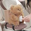 Cute Bear Car Tissue Box & Trash Can 2-in-1 Plush Multi-Functional Organizer Universal Auto Interior Decor for SUV Truck Van
