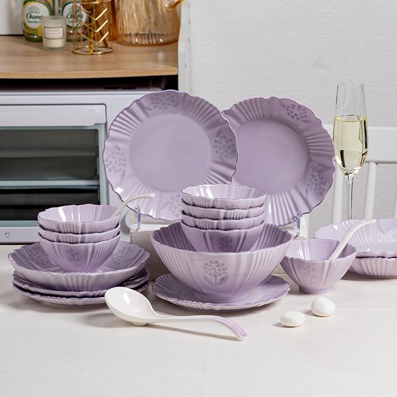 Фиолетовый Ландыш Рисовая Пиала Подглазурная Роспись Бытовая Посуда Премиальный Керамический Набор Пиал