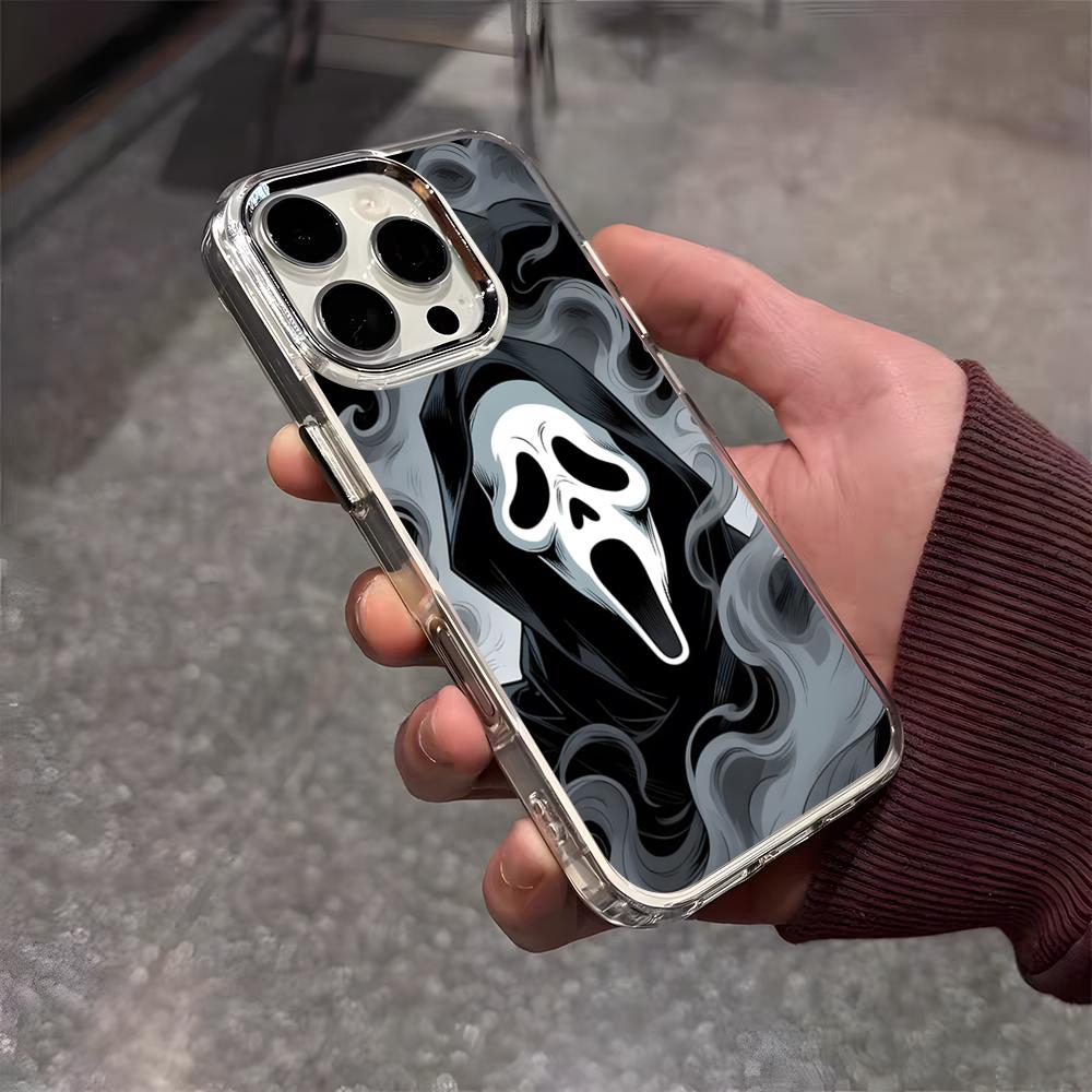 Чехол для телефона на Хэллоуин «Лицо призрака Крик» Для iPhone 17 Air 16 E 15 14 13 12 11 Plus Pro Max Гальванизированный Прозрачный Мягкий Чехол