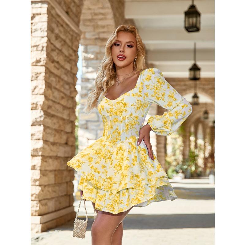 Женские летние милые тонкие праздничные короткие платья с принтом